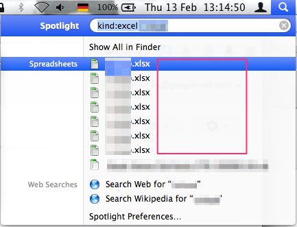 Mavericks Spotlight Search Results