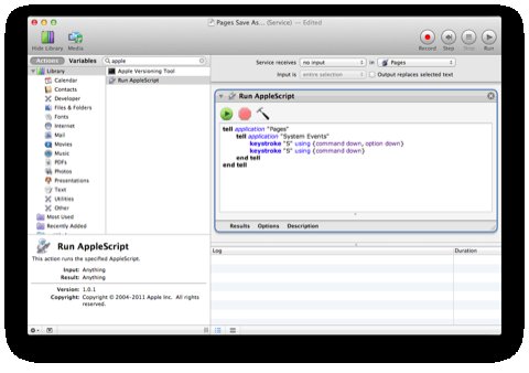 image of Automator workflow