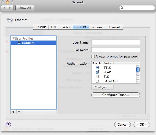 Screenshot of 10.6 Network settings